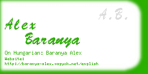 alex baranya business card